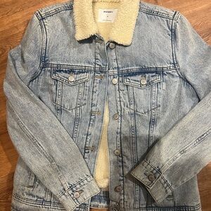 Old Navy Light Blue Denim Jacket with Cream Sherpa
